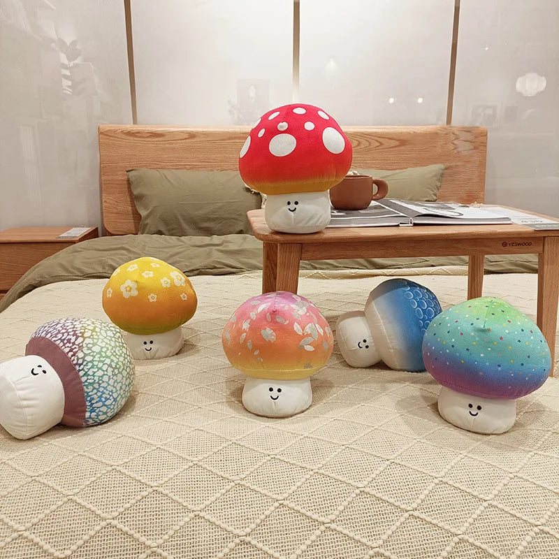 Kawaii Mushroom Plush Pillow Stuffed Colorful Color Plant Cushion