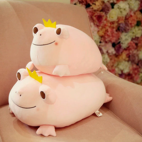 1pc 35cm Cute Crown Frog Plush Pillow Lovely Stuffed Soft Animal Frog Toys Cushion for Children Baby Birthday Appease Dolls