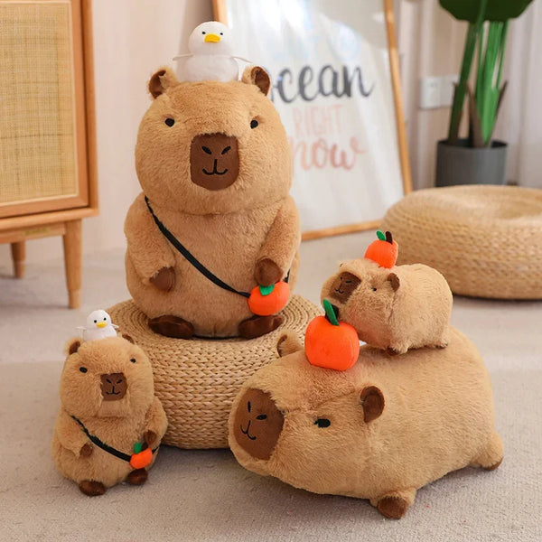 Capybara Plush Toy Simulation Capibara with Fruits – A Cozy Companion with a Quirky Twist