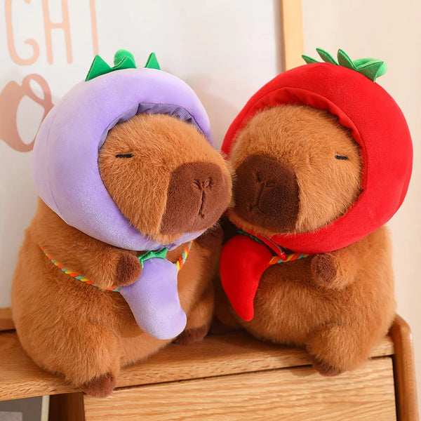 Capybara Cosplay Plush Series – Strawberry, Turtle, Poop, Hamburger