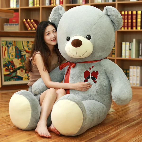 60-100cm Teddy bear with bow Large Cute Teddy Bear Plush Toy Lovely Huge Stuffed Soft Bear Wear Bowknot Bear Kids Toy Birthday Gift For Girlfriend