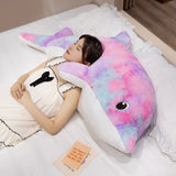 Kawaii Cartoon Colorful Giant Dolphin Plush Doll Pillow Rainbow Marine Animal