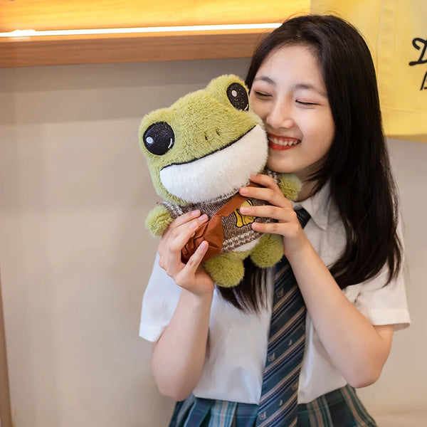 Cute Big Eyes Frog Plush Toy Stuffed Animals Soft Sweater