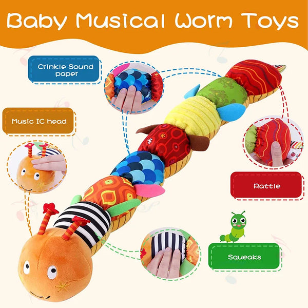 Baby Rattle Musical Caterpillar Worm Soft Infant Plush Toys – Sensory Fun Wrapped in Gentle Smiles