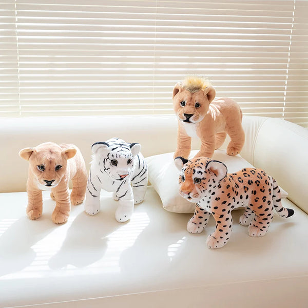 30cm Simulation Stand Lion Snow Leopard Plush Toys Home Decor Stuffed Cute Animals Dolls Soft Real Like Pillow for Boys Gift