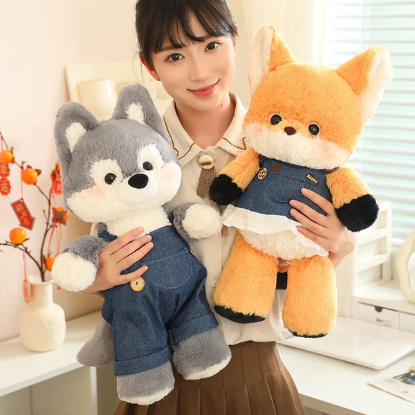 50cm New Kawaii Running Wolf Plush Toys Cartoon Stuffed Animal Lovely Soft Cuddly Baby Plushie Doll Toy for Girls Gift Decor