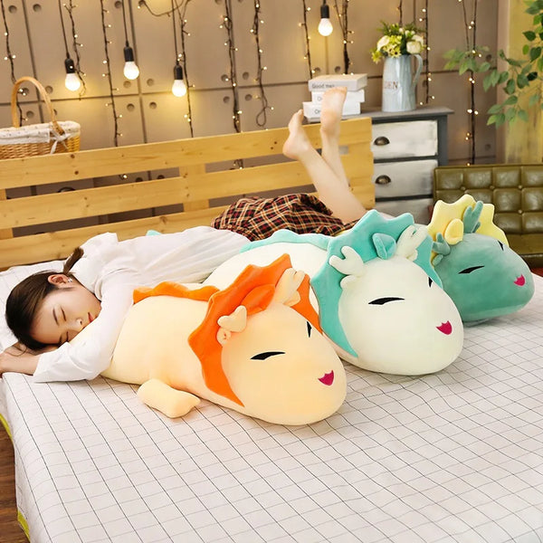 Cute Long Dragon Plush Toy Soft Cartoon Animal Three Colors Dinosaur Stuffed Doll