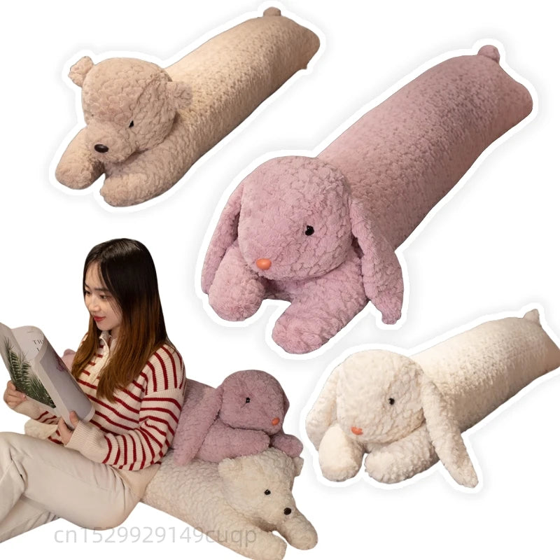 Kawaii Long Giant Curly Animal Bunny Plush Pillow – Soft Sleep Companion for Kids and Home Decor