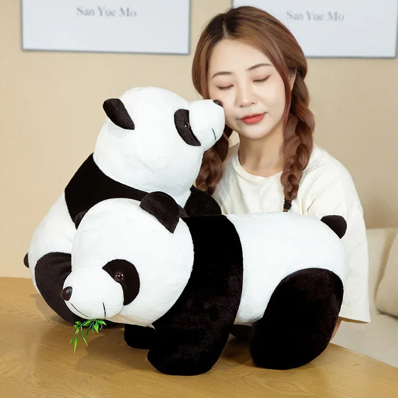Kawaii Plush Panda Toys Lovely Pillow Panda with Bamboo Leaves Stuffed Soft Animal