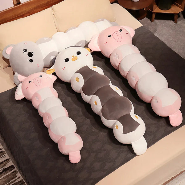Kawaii Long Sleeping Pillow – Cat, Koala & Elephant Plush Companions for Dreamy Rest