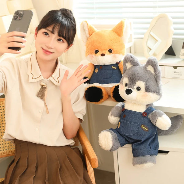 50cm New Kawaii Running Wolf Plush Toys Cartoon Stuffed Animal Lovely Soft Cuddly Baby Plushie Doll Toy for Girls Gift Decor