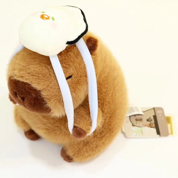 Com mochila capivara brinquedo de pelúcia simulação verão capibara anime brinquedo fofo macio dos desenhos animados capivara boneca de pelúcia decoração para casa