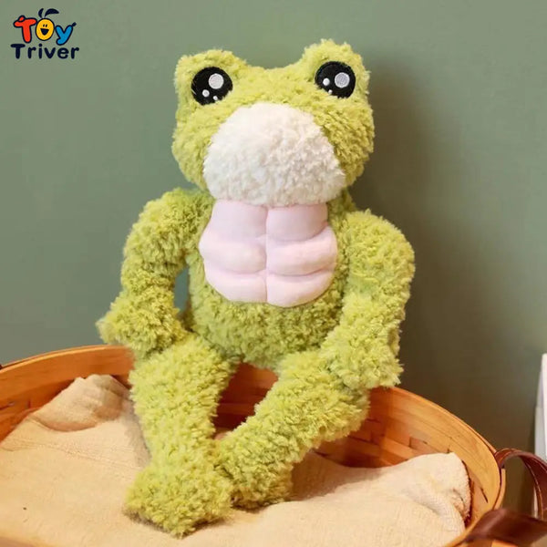 Cute Fitness Muscle Frog Plush Toys Soft Funny Frogs Stuffed Animals