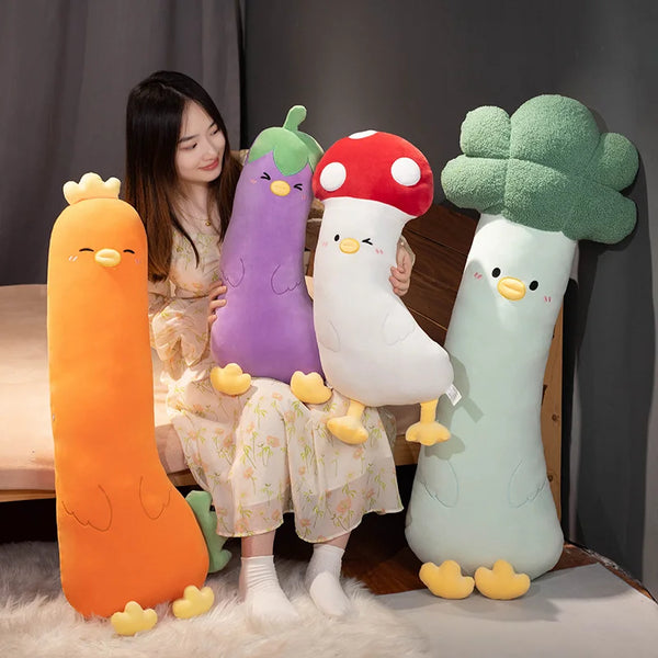 Long Giant Soft Stuffed Plants Vegetables Mushroom Eggplant Broccoli Carrot Chicken Cosplay Toys