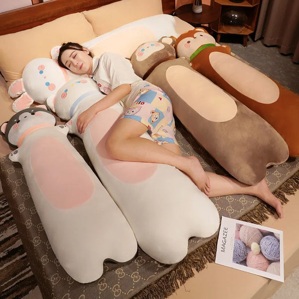 Cute Soft Long Fox Cat Monkey Rabbit Husky Plush Toys Stuffed Animal Cushion