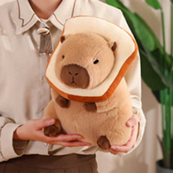 Capybara Toast Plush Toy – Kawaii Capybara Pillow with Removable Bread Hat