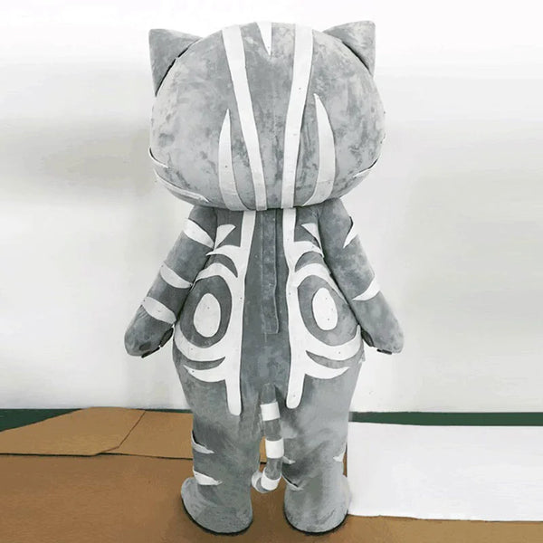 Cute Pink Cow & Gray Cat Mascot Costumes – perfect for anime shows, Christmas, Halloween, or events. Fun, soft, and eye-catching for adult performers!