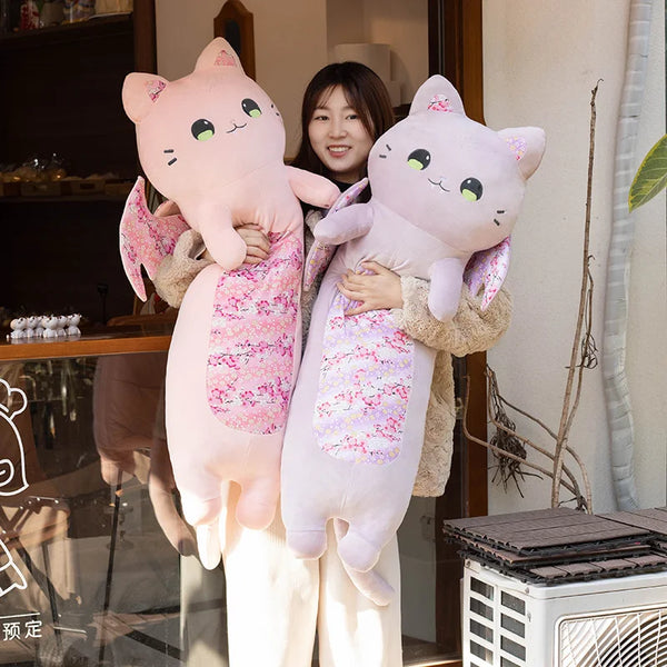New Pink Sakura Cat Plush Toy – Flying Wings Bat Stuffed Doll