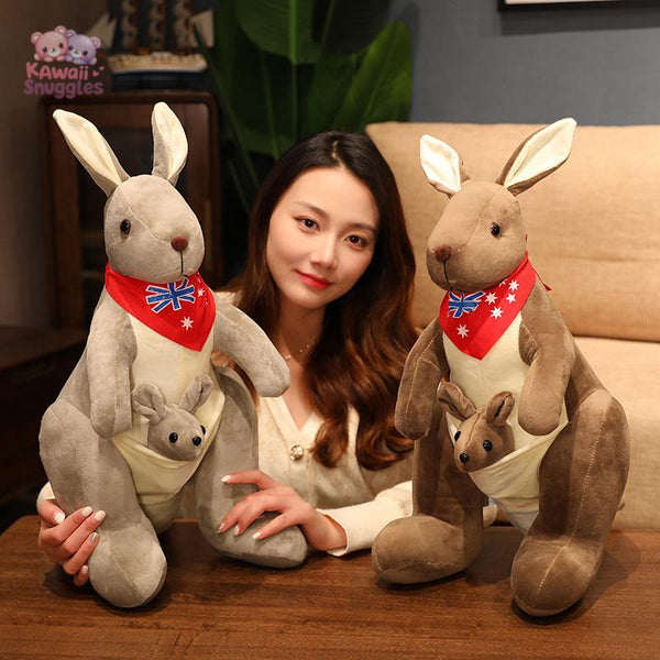 Big Size Mother & Baby Kangaroo Plush Toy – Soft & Cuddly