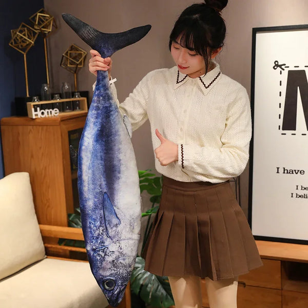 3D Simulation Fish Plush Trout Toys Stuffed Tuna Salmon Autumn Saury Grouper Plush Pillow Creative Sofa Pillow Cushion Gift Kids Toy