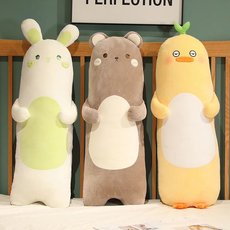 Cartoon Animal Rabbit Bear Duck Chick Plush Toys Stuffed Soft Long Sleep Pillow Doll
