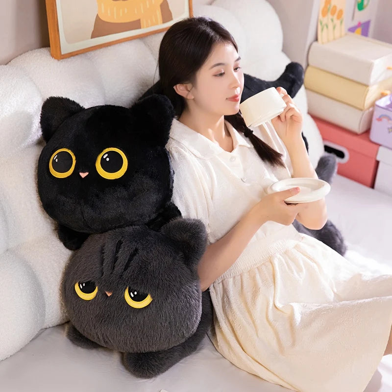 Big Soft Black Cat Sleeping Pillow – Stuffed Animal Cushion Gift