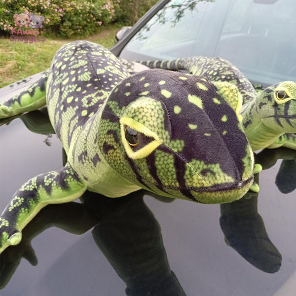 Lifelike Green/Brown Lizard Plush Toy – Realistic Stuffed Animal Doll