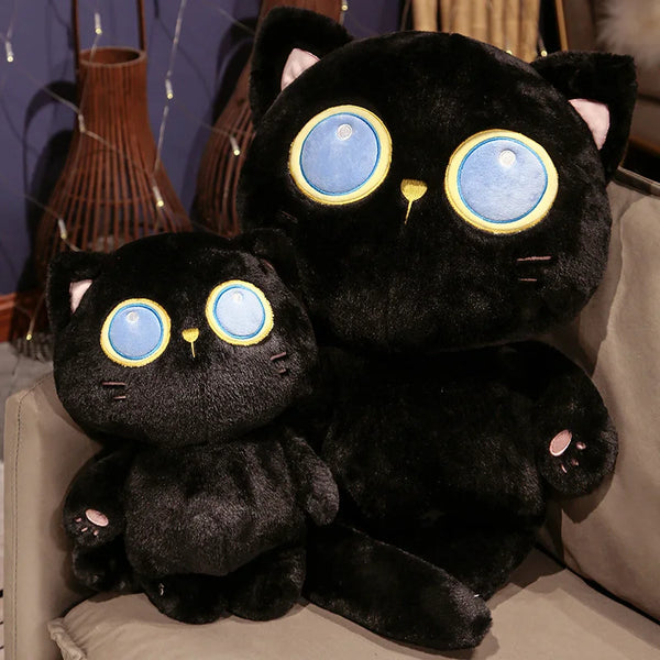 Black Cat Plush Toy – Soft Stuffed Kitten Pillow for Cozy Cuddles and Gifting Joy