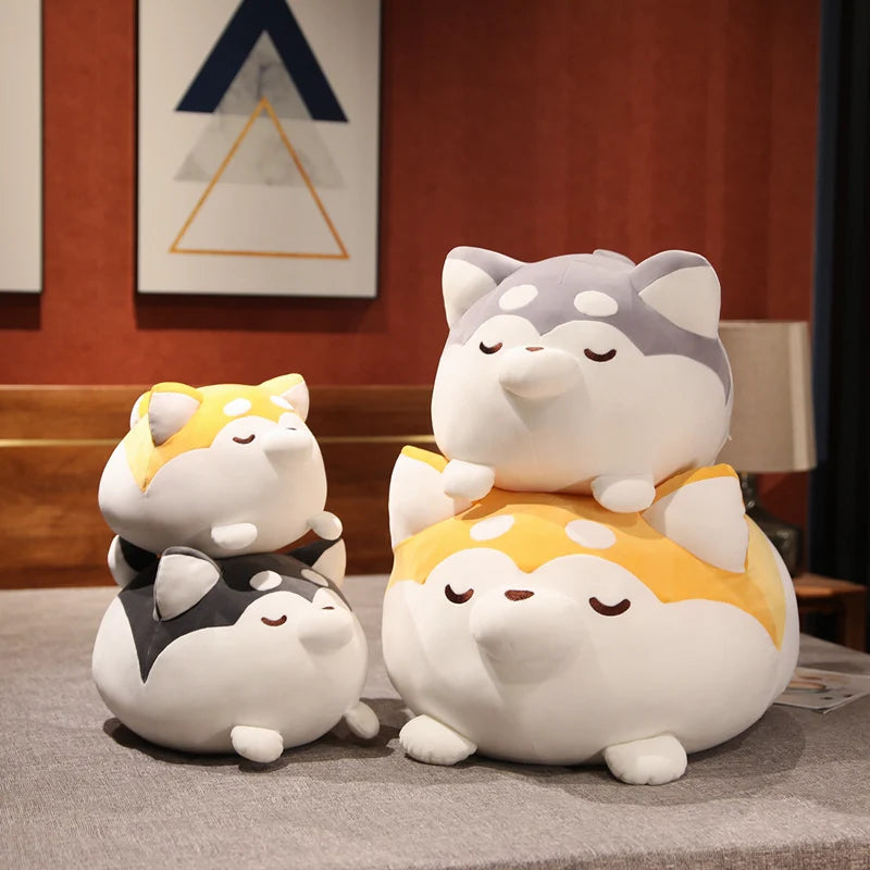 Lovely Lying Fat Shiba Inu Dog Plush Pillow Stuffed Soft Toys Cute Animal Husky Dog