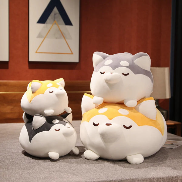 Lovely Lying Fat Shiba Inu Dog Plush Pillow Stuffed Soft Toys Cute Animal Husky Dog