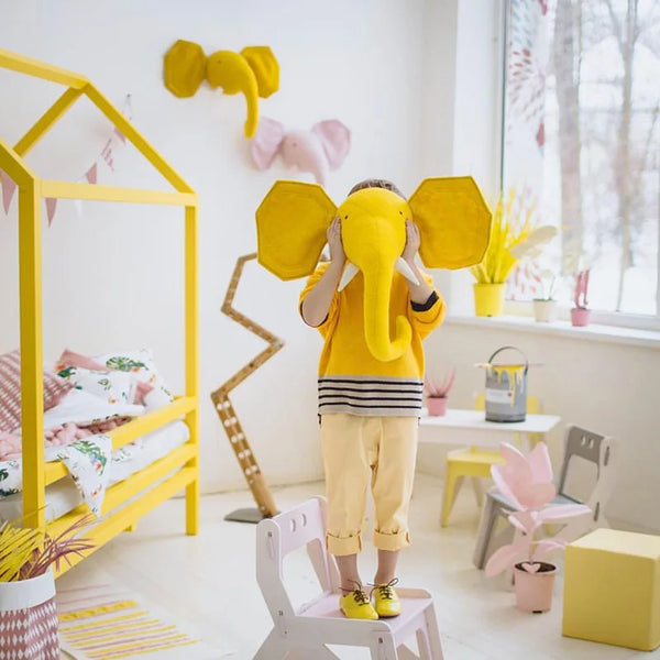 3D Zebra/Elephant/Giraffe Animal Head Wall Mount Children Stuffed Toys Kids Room Wall Home Decoration Accessories Birthday Gifts