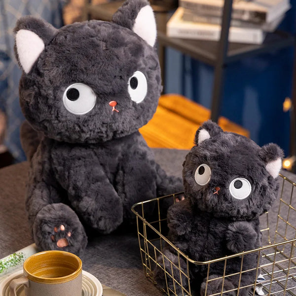 Game Anime Figure Black Cat Plush Toy Fluffy Lying Cats Pet Mascot Doll