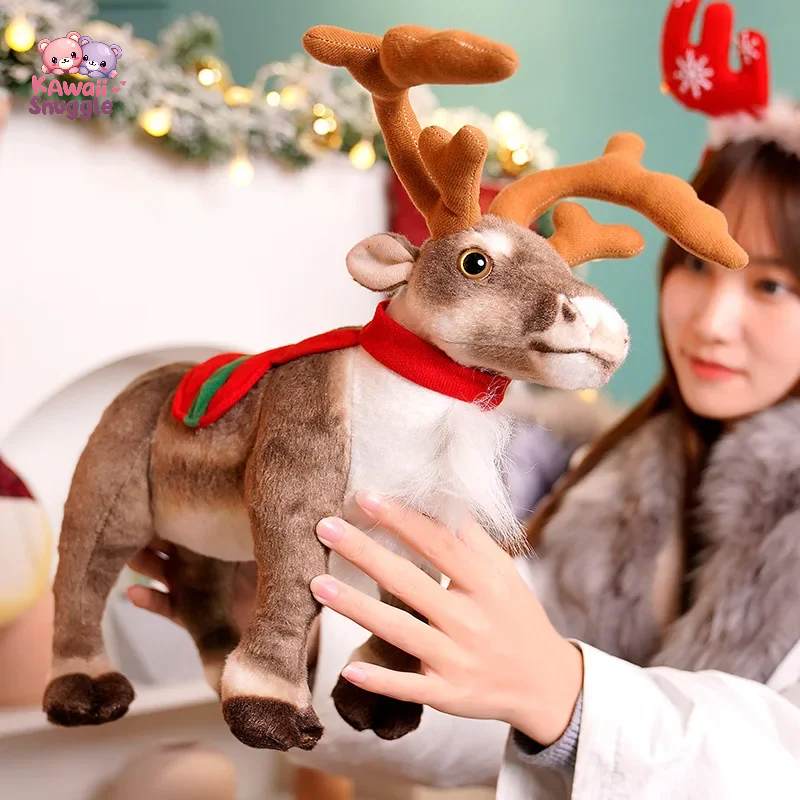 Realistic Reindeer Plush Toy Christmas Deer Plush Doll Elk Soft Toys Kawaii Snuggle