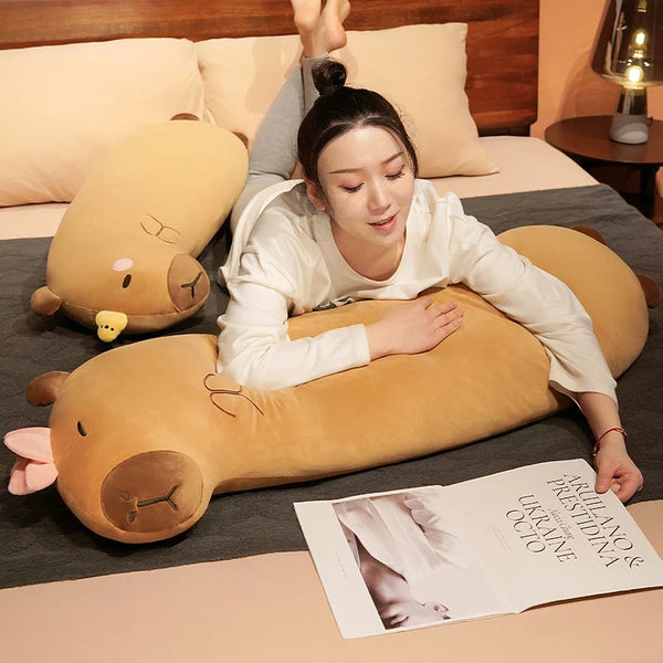 Giant Long Kawaii Capybara Plush Toys Sleeping Pillow Soft Cartoon Stuffed Animal