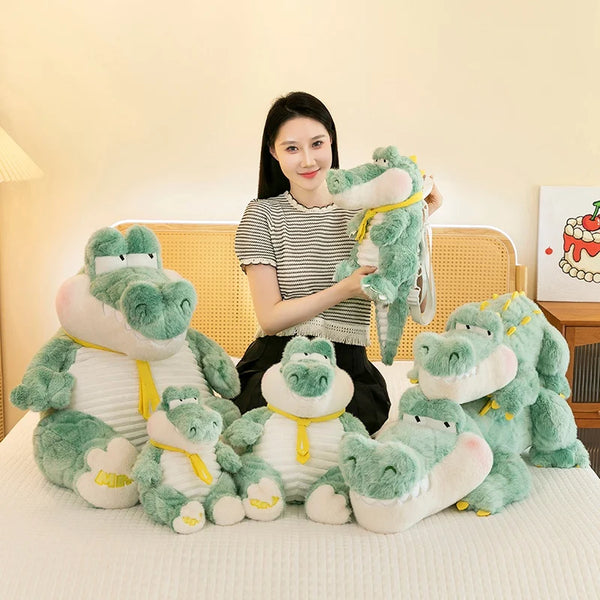 Bonito macio verde gigante crocodilo brinquedo de pelúcia fofo completo animal de pelúcia travesseiro boneca selva jacaré sofá almofada presentes aniversário