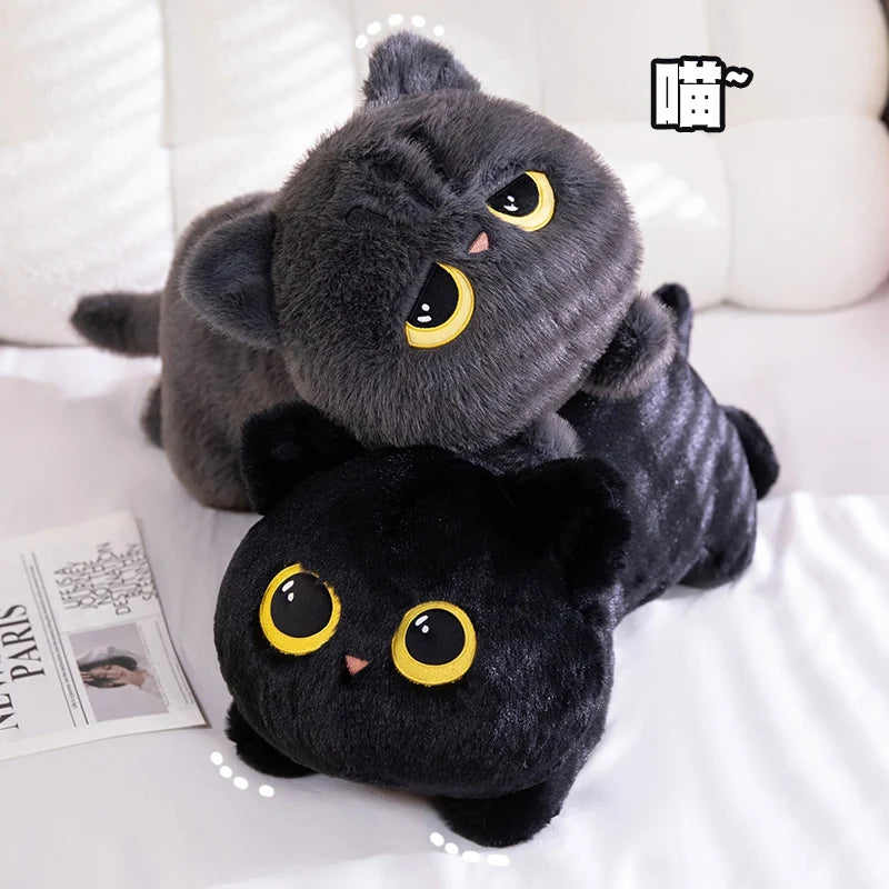 Big Soft Black Cat Sleeping Pillow – Stuffed Animal Cushion Gift