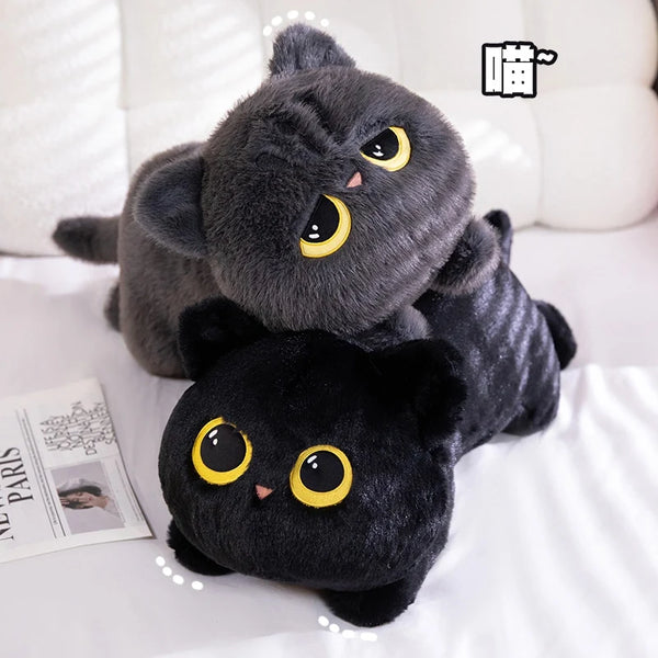 Big Soft Black Cat Sleeping Pillow – Stuffed Animal Cushion Gift