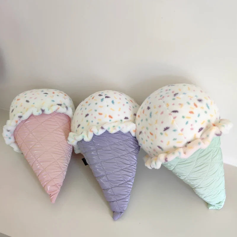 Sweeten Your Space with the Cartoon Ice-Cream Cone Plush Pillow