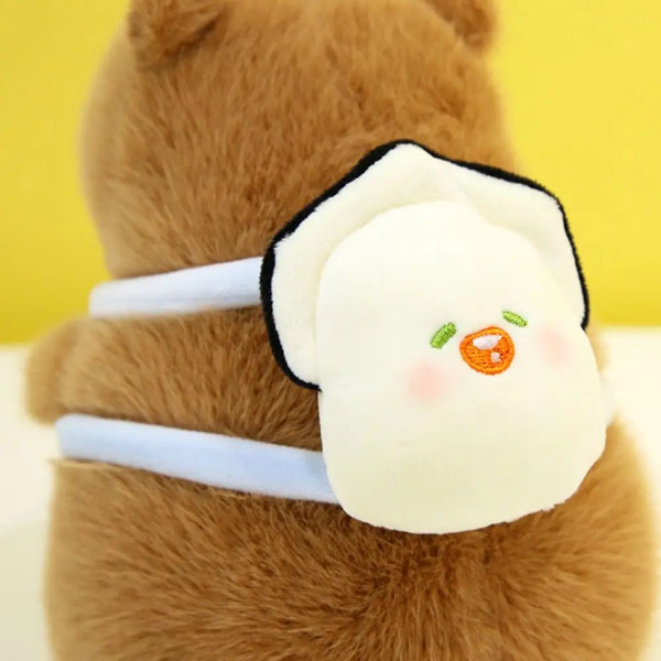 Com mochila capivara brinquedo de pelúcia simulação verão capibara anime brinquedo fofo macio dos desenhos animados capivara boneca de pelúcia decoração para casa