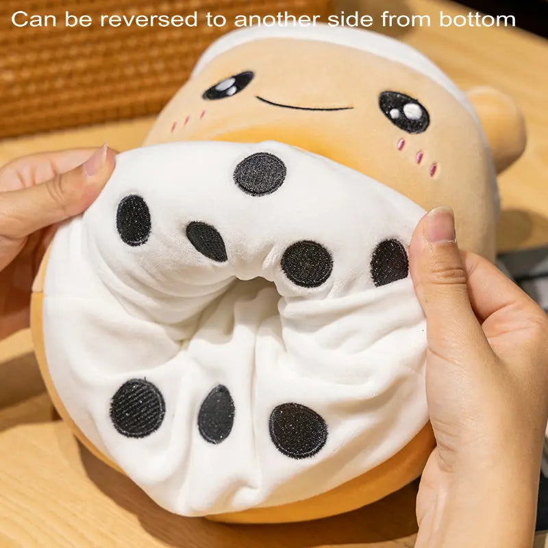 Boba Plushies Mini Dolls in a Boba Cup Can Flip Boba Tea Toy Many Size Boba Tea