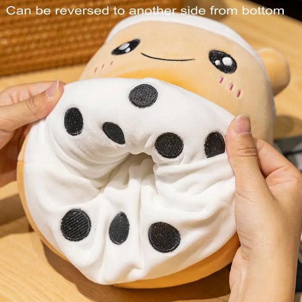 Boba Plushies Mini Dolls in a Boba Cup Can Flip Boba Tea Toy Many Size Boba Tea