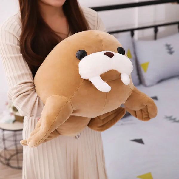 Kawaii Walrus Plush Pillow – Soft Sea Lion Stuffed Toy Gift