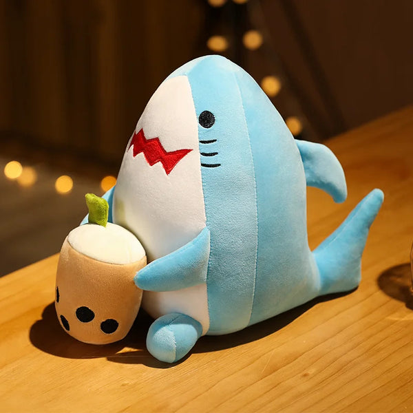 Cute Boba Animal Plush Toy Stuffed Bear Cat Shark Cosplay Boba Milk Tea Soft Doll Kids Toys Birthday Christmas Gift for Child
