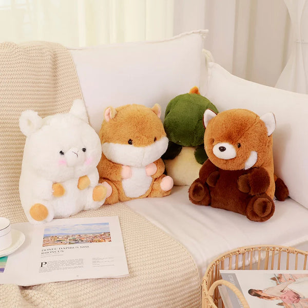 Cartoon Fat Raccoon, Sloth & Dinosaur Plush Toys – Round, Soft, and Perfect for Gifting