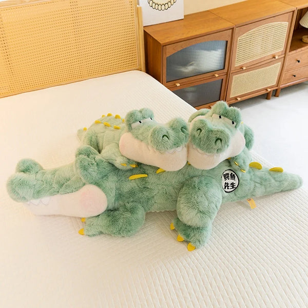 Bonito macio verde gigante crocodilo brinquedo de pelúcia fofo completo animal de pelúcia travesseiro boneca selva jacaré sofá almofada presentes aniversário