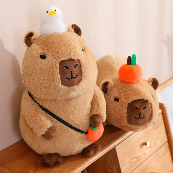 Capybara Plush Toy Simulation Capibara with Fruits – A Cozy Companion with a Quirky Twist
