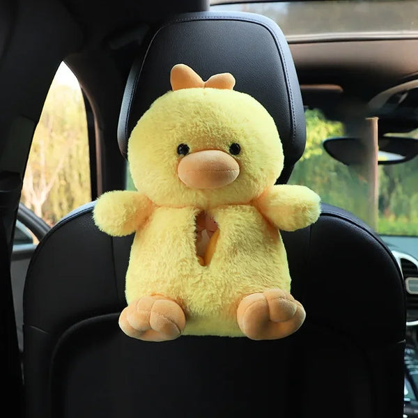Car Tissue box plush cute cartoon bear duck seat back hanging drawer cover