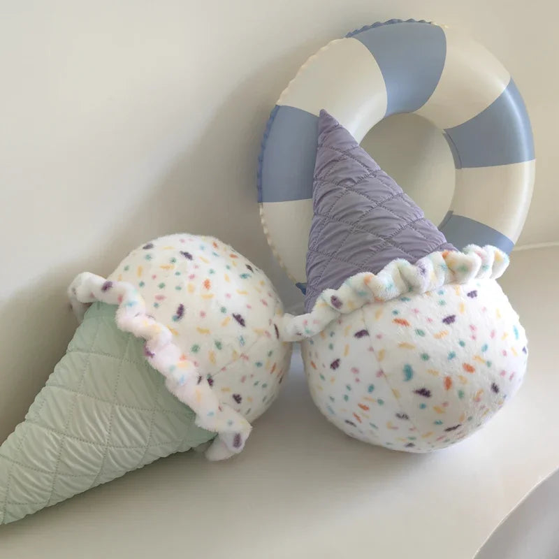 Sweeten Your Space with the Cartoon Ice-Cream Cone Plush Pillow