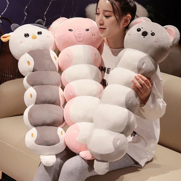 Kawaii Long Sleeping Pillow – Cat, Koala & Elephant Plush Companions for Dreamy Rest