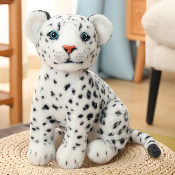 28/32cm Simulation White Leopard Lifelike Animal Plushie Sitting Spotted Leopard Nice Gifts For Friends Home Decro